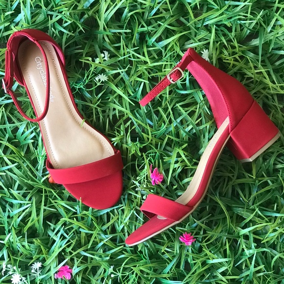 City Classified Red ankle strap 2” Heel Sandal - Picture 4 of 7